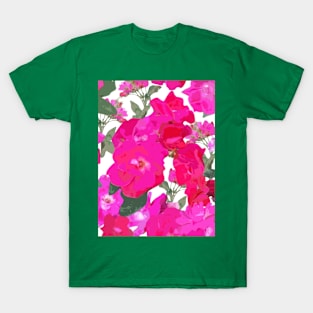 Soft Wild Roses on White T-Shirt